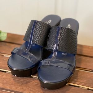 Brand New!  Contesa Dark Blue Slip On Wedges